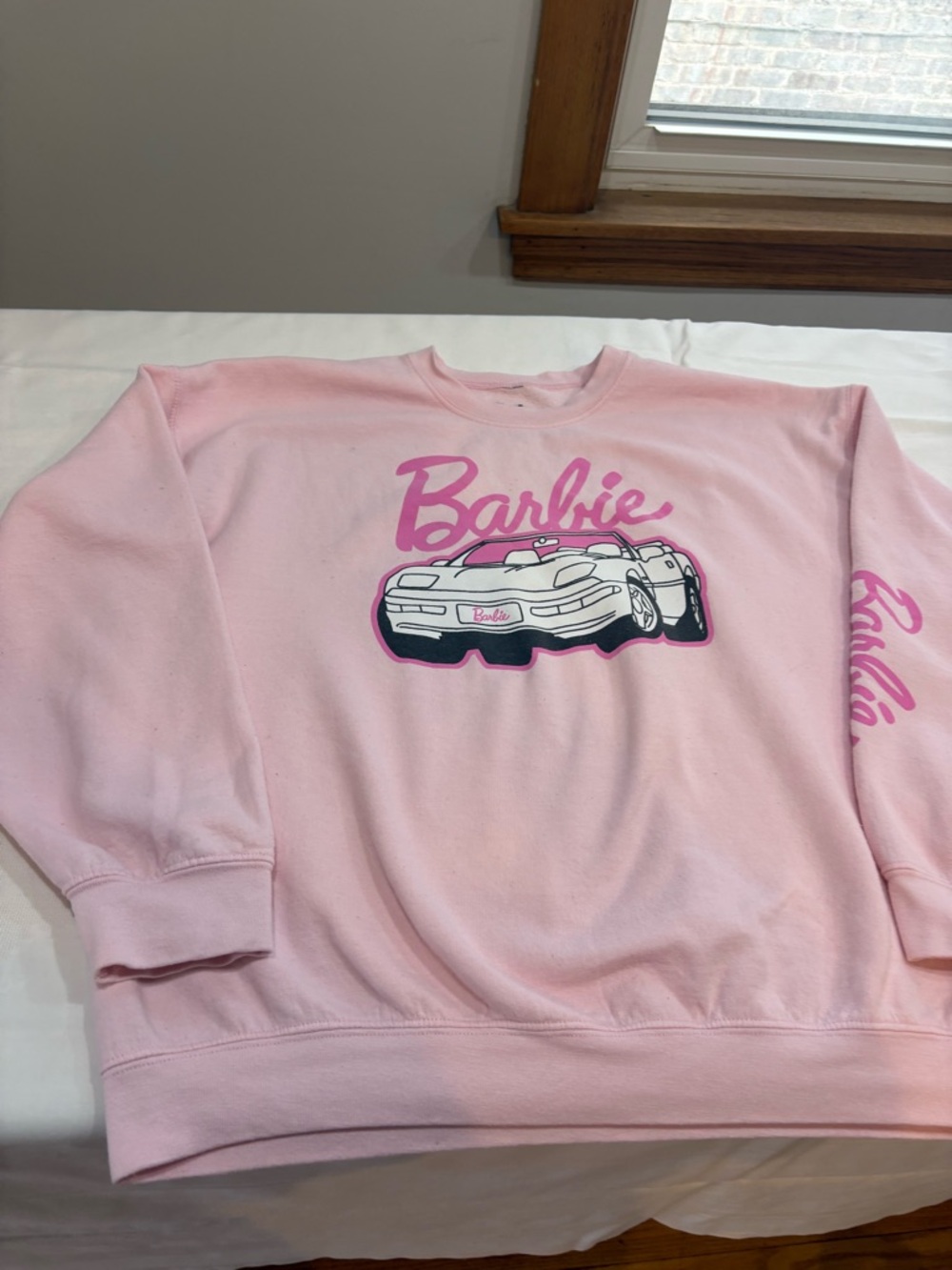 Barbie Light Pink Crewneck with Black Logo Print
